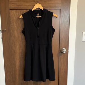Mono B Black Sleeveless Zip-Front Mini Dress